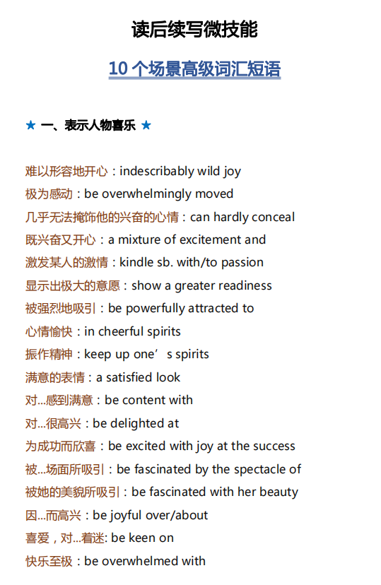 高考英语：10个场景高级词汇短语，考场拒绝词穷！「精品」