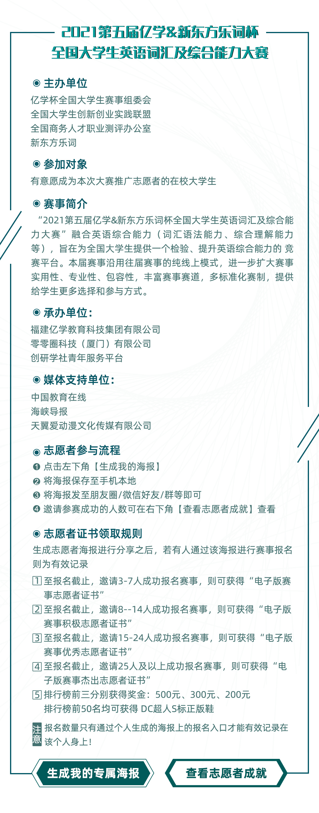 第五届亿学杯全国大学生英语词汇及综合能力大赛志愿者活动开启