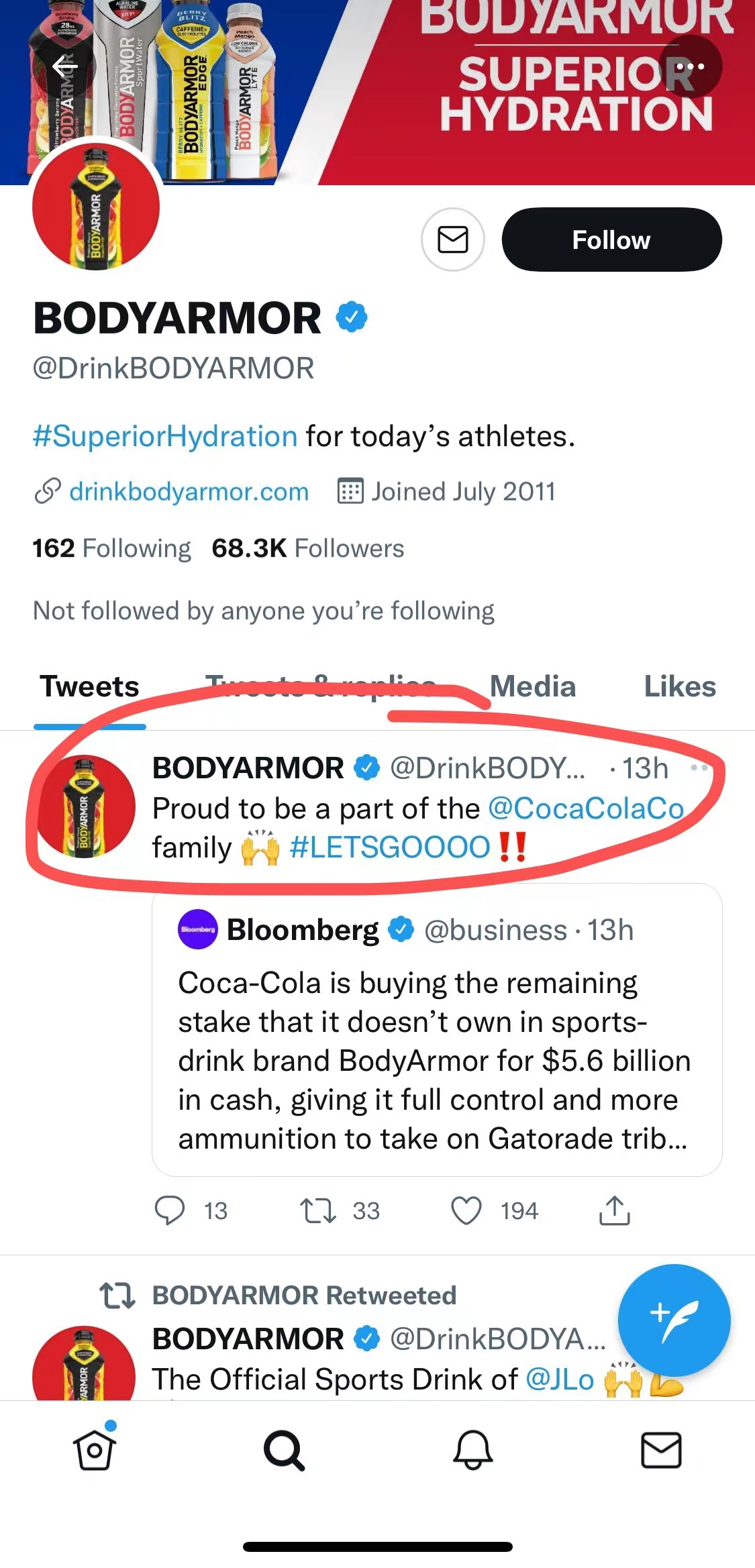 56亿美元收购BodyArmor 可口可乐加码对决百事佳得乐