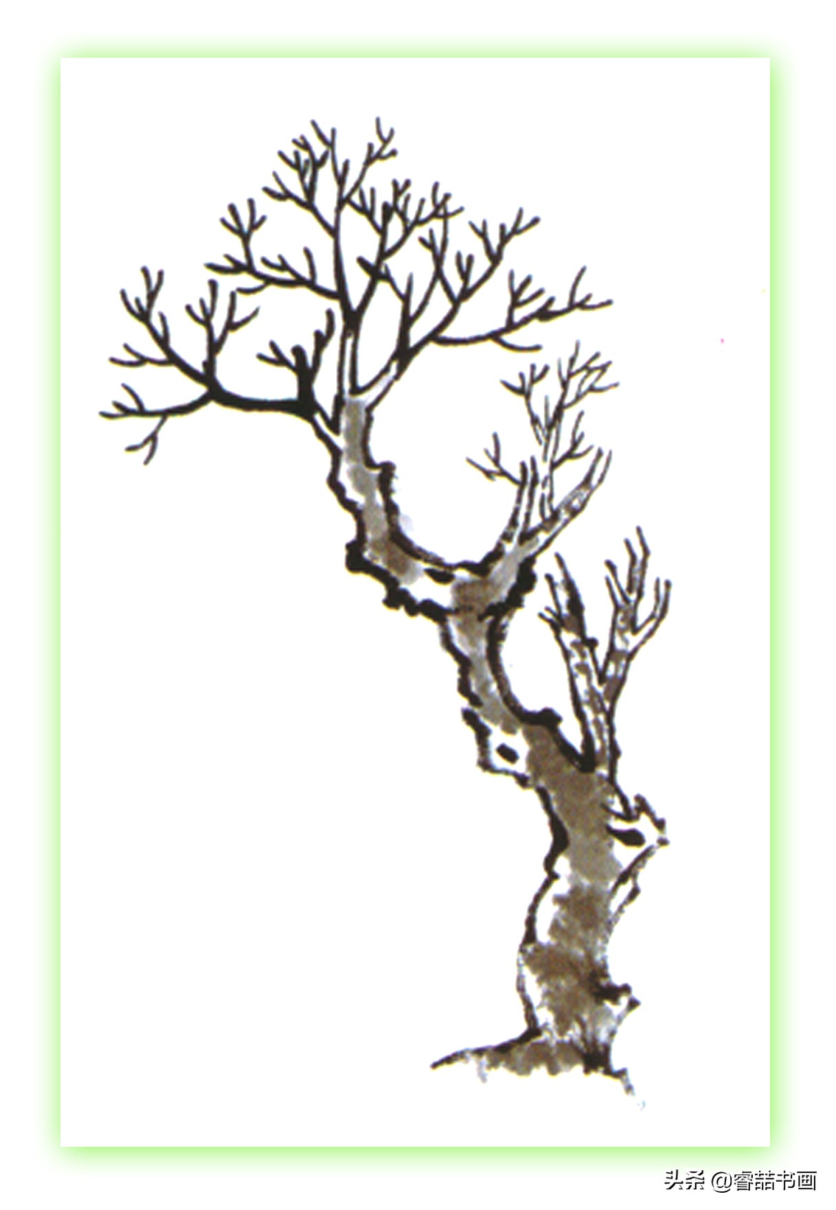 写意鹿角形树枝画法(写意树法之鹿角法教程)