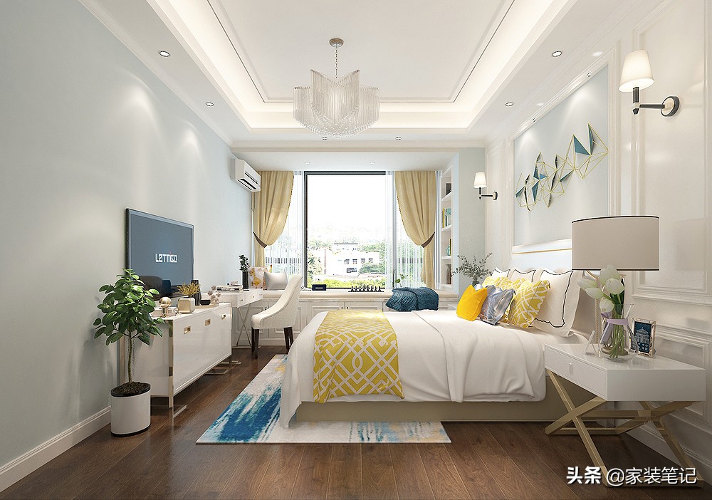 经典的对称式美式风格，白色系做主色调，全屋“一尘不染”很惊艳