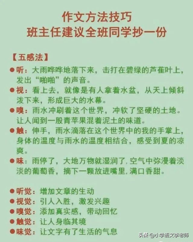 小学语文老师用心整理，将写作框架编成万能公式，果断收藏