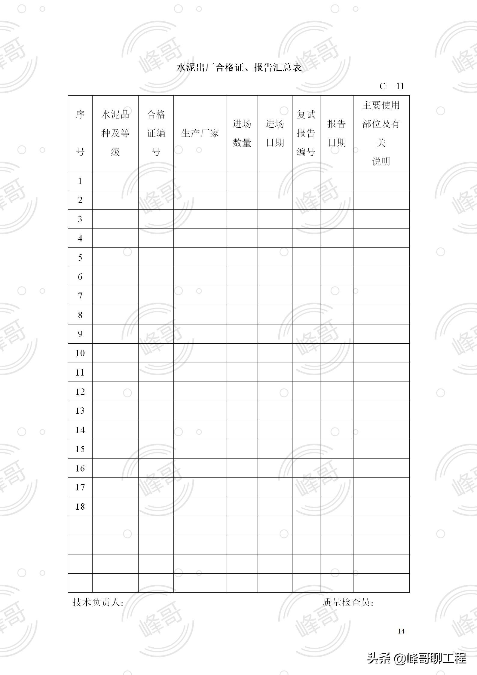 建筑工程施工质量验收资料表格及说明