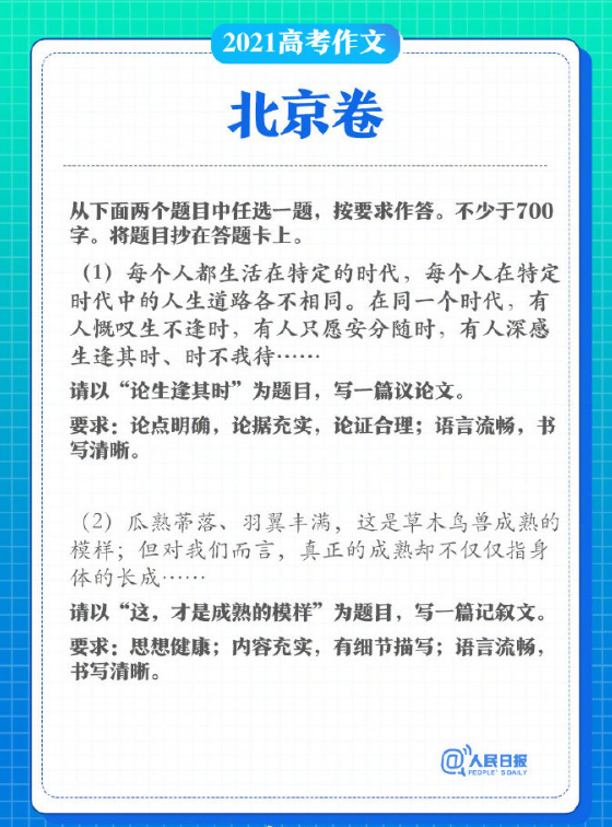 2021“高考作文”出炉！神剧《觉醒时代》押中，北京卷被嘲太简单