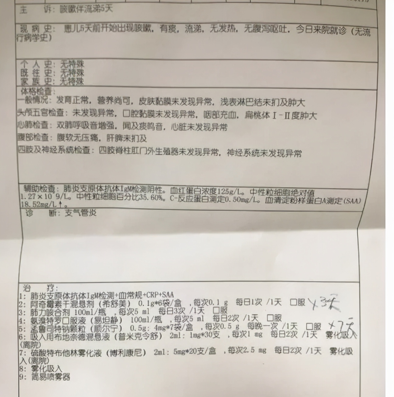 孩子咳嗽流鼻涕，得支气管炎，要雾化吗？阿奇霉素等药需要吃吗？