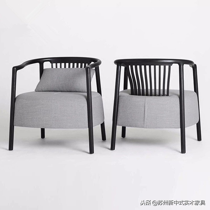 新中式餐厅家具定制，中式餐厅单人沙发椅