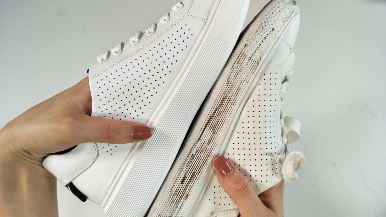 鞋子白边容易脏，教你不用一滴水，擦完天天穿新鞋