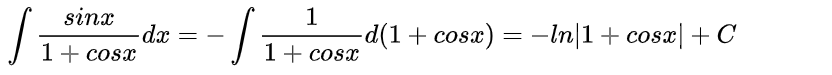 sinx分之一的积分(不定积分sinx/(1 cosx)dx怎么求？)