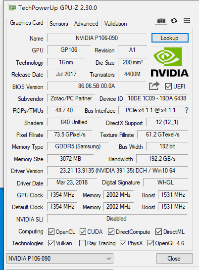 3代cpu b75主板配p106-090矿卡,安装测试参考及lol吃鸡游戏测试