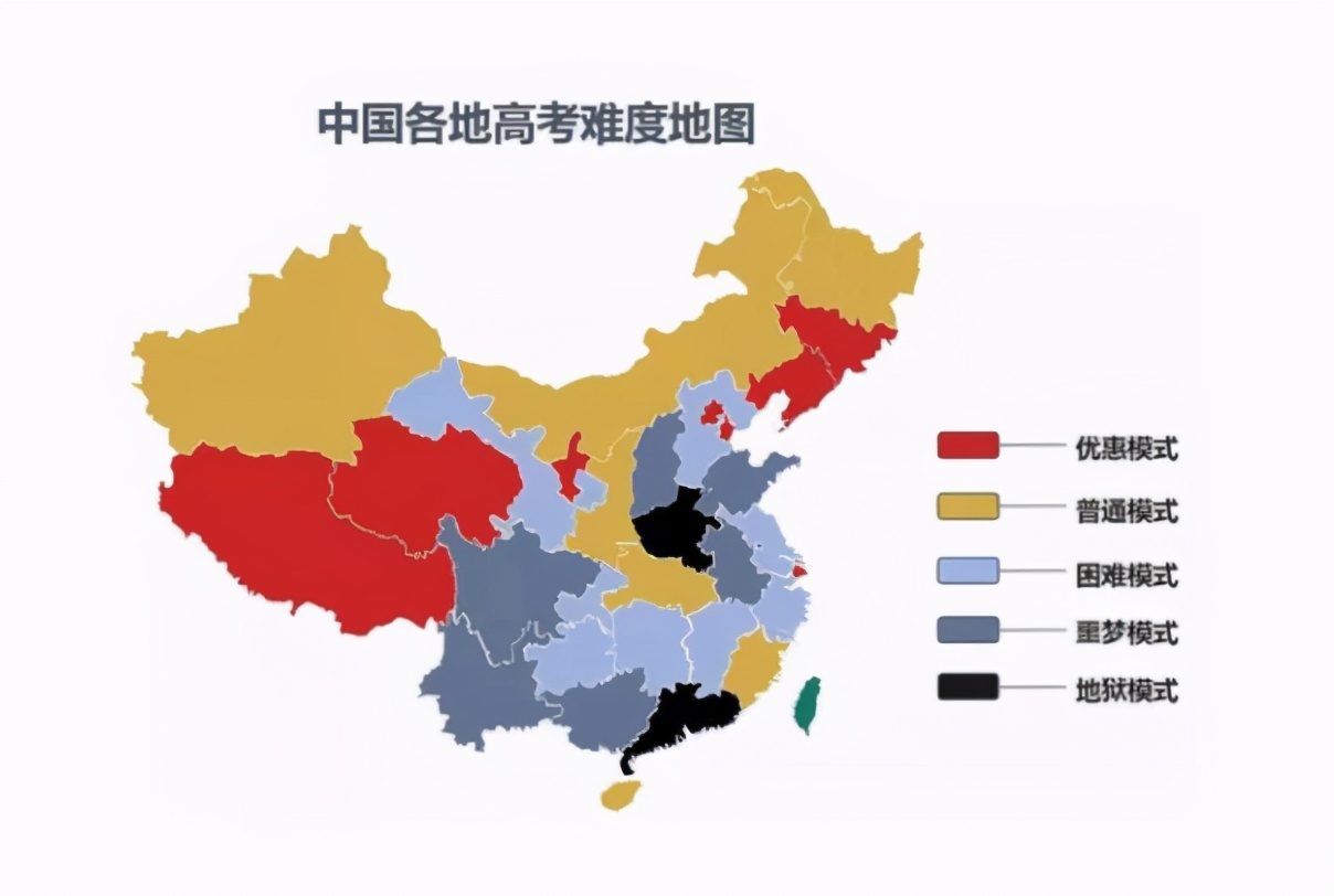 2021高考各省“难度排行榜”出炉，不同省份难度不同，江苏被反超