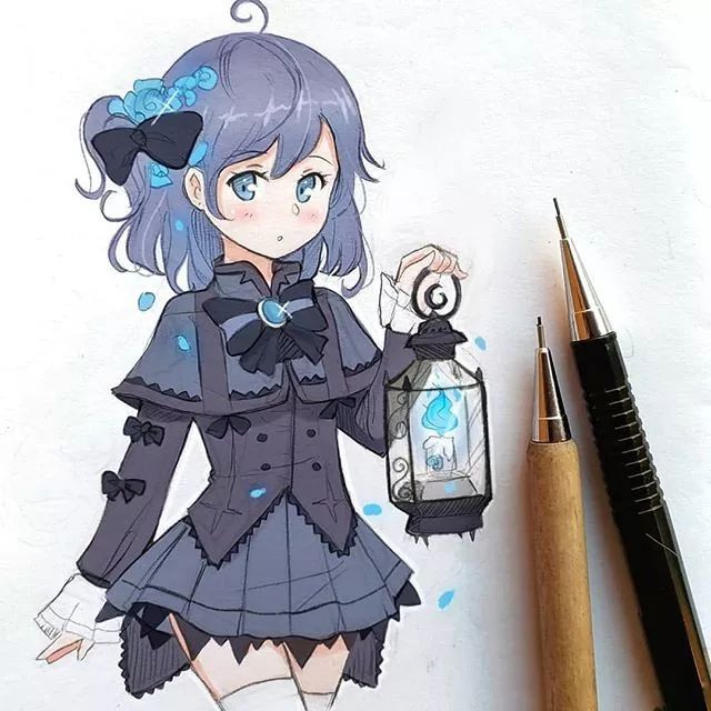 适合新手画的小清新二次元动漫美少女,线条迷人,保证你会爱上