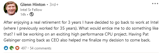 英特尔复兴第一步：新CEO未上任，退休大佬先返聘