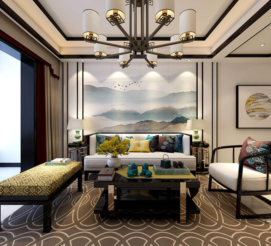 15款新中式沙发背景墙，雅致清新又不失个性，谁看谁喜爱