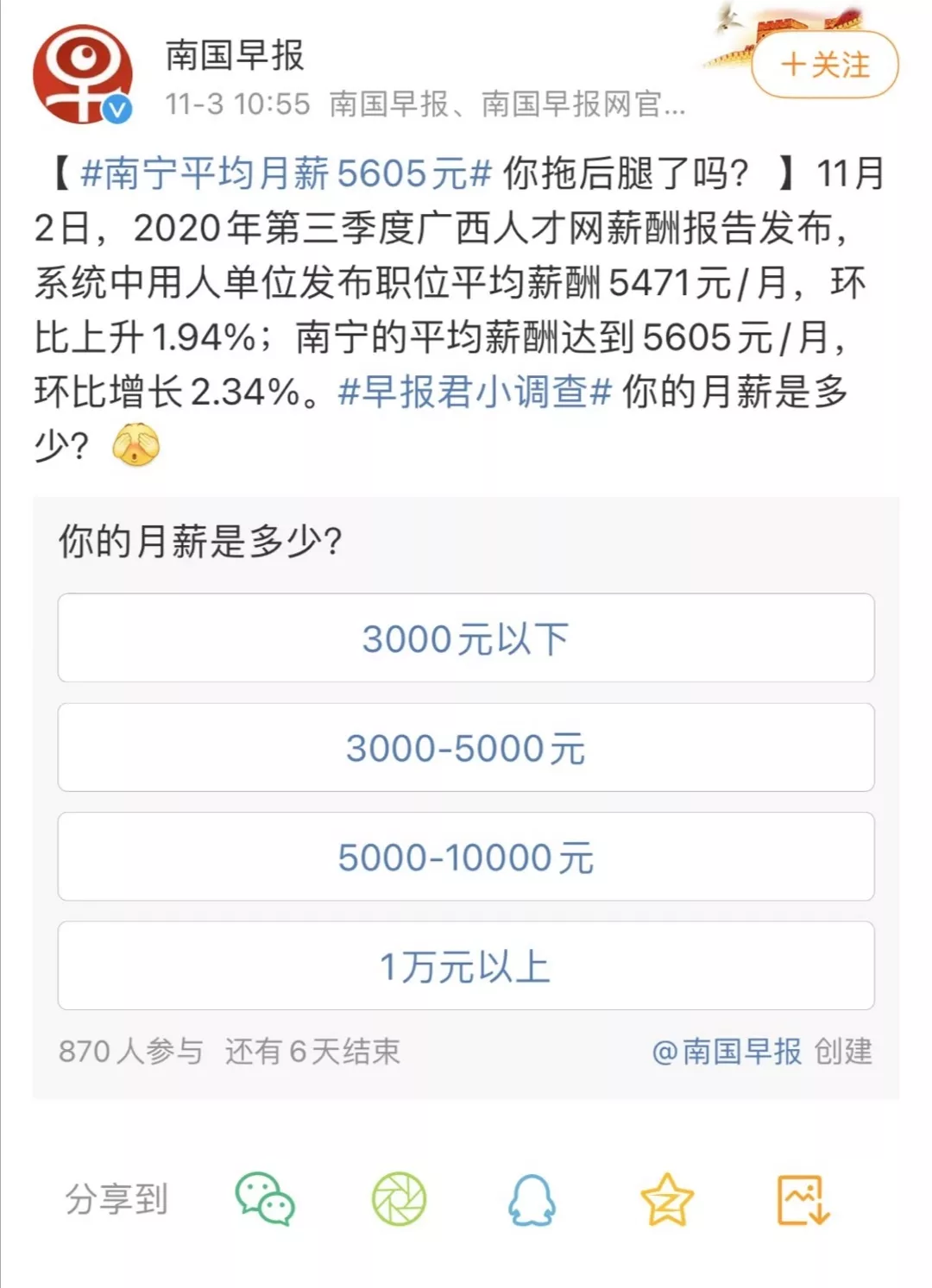 南宁前三季平均工资出炉，你拖后腿了没