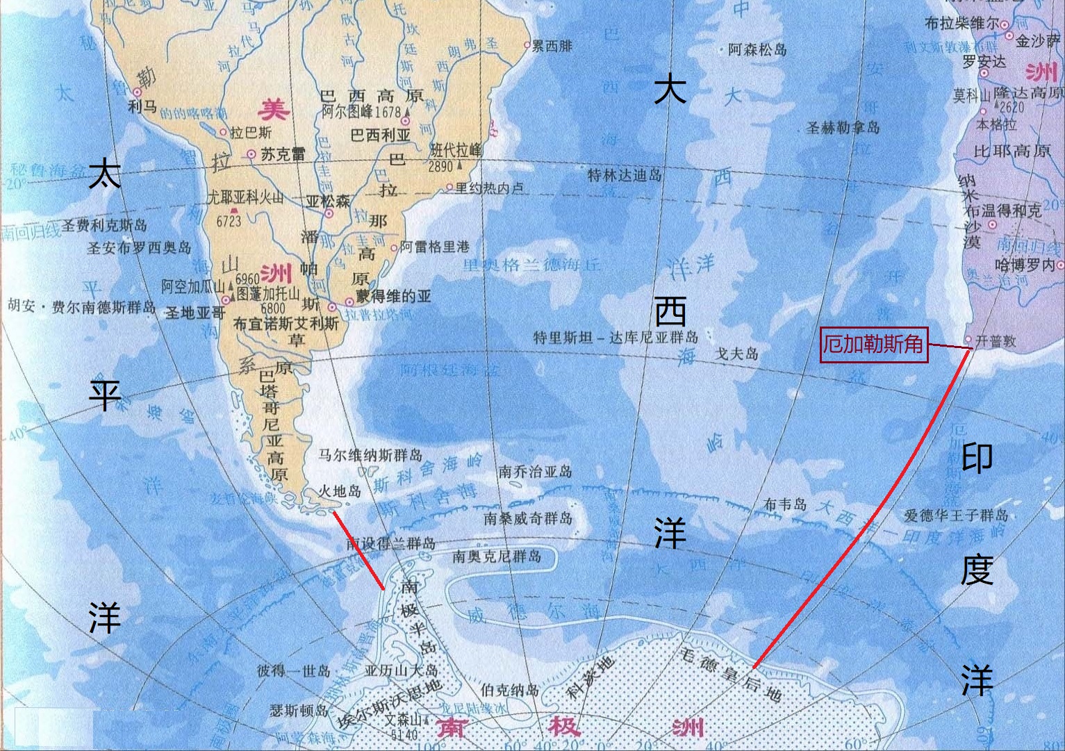 大西洋和太平洋,印度洋的分界线"印度洋"是四大洋中面积第三大的大洋