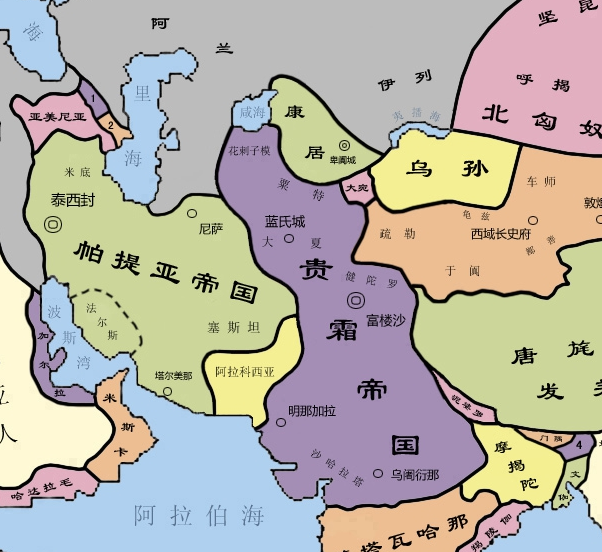 西汉初期,被匈奴赶走的大月氏人迁徙到了阿姆河流域,他们又很快南下