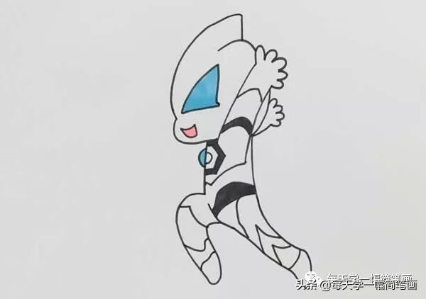 每天学一幅简笔画--奥特曼简笔画彩色画法步骤
