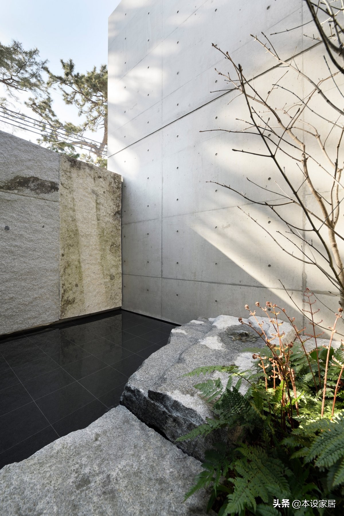 日本建筑师晒日式清水墙混泥土豪华别墅外观效果图及室内装修设计图片