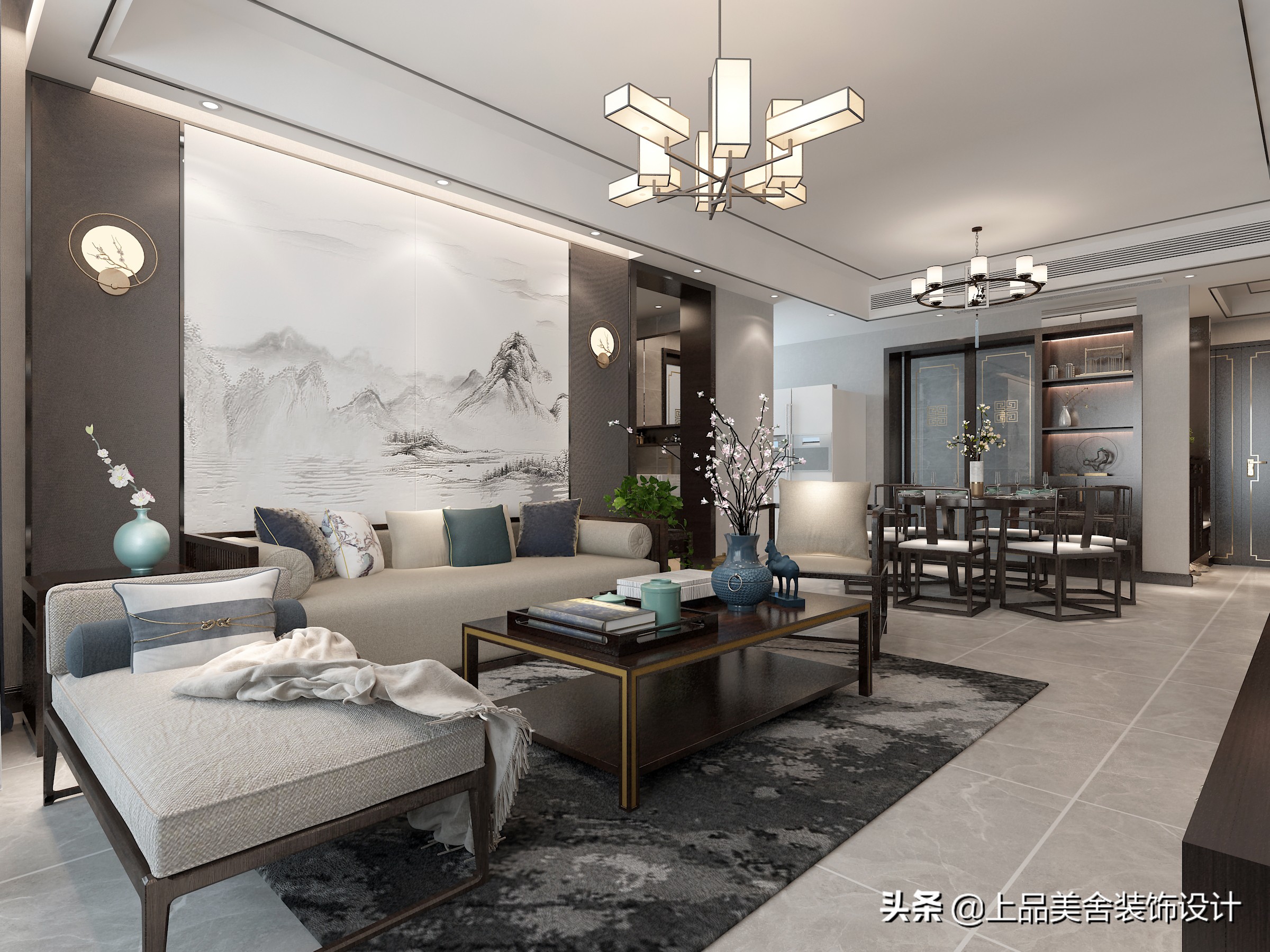 126㎡三房装中式，黑胡桃显中式清雅之美，仅玄关鞋柜就超实用