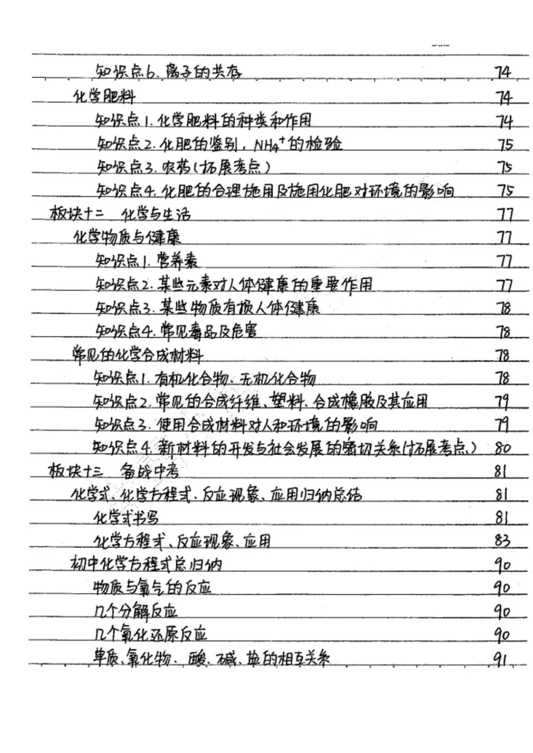 九年级化学全册手写笔记！期末考试、下册学习必看