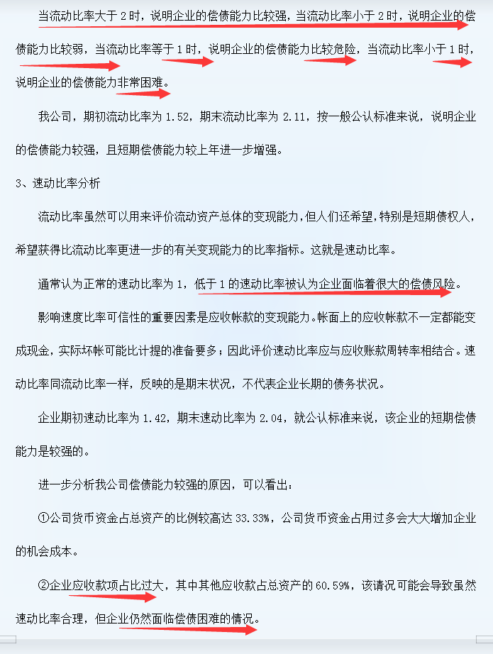 三大财务报表细节分析模板+经典案例，word版本可编辑修改