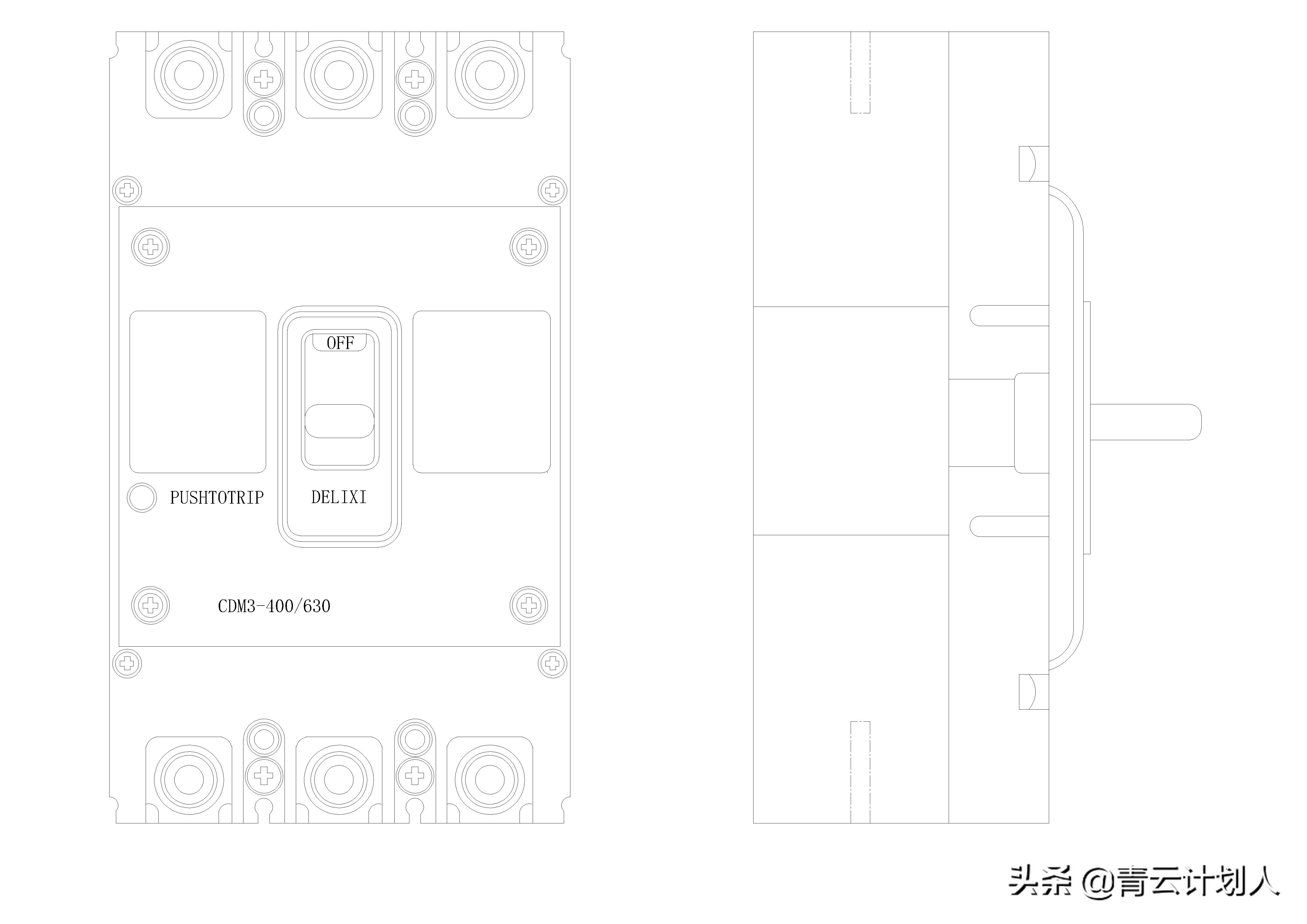 福利来了AutoCAD 德力西系列塑壳断路器1：1比例开关图块