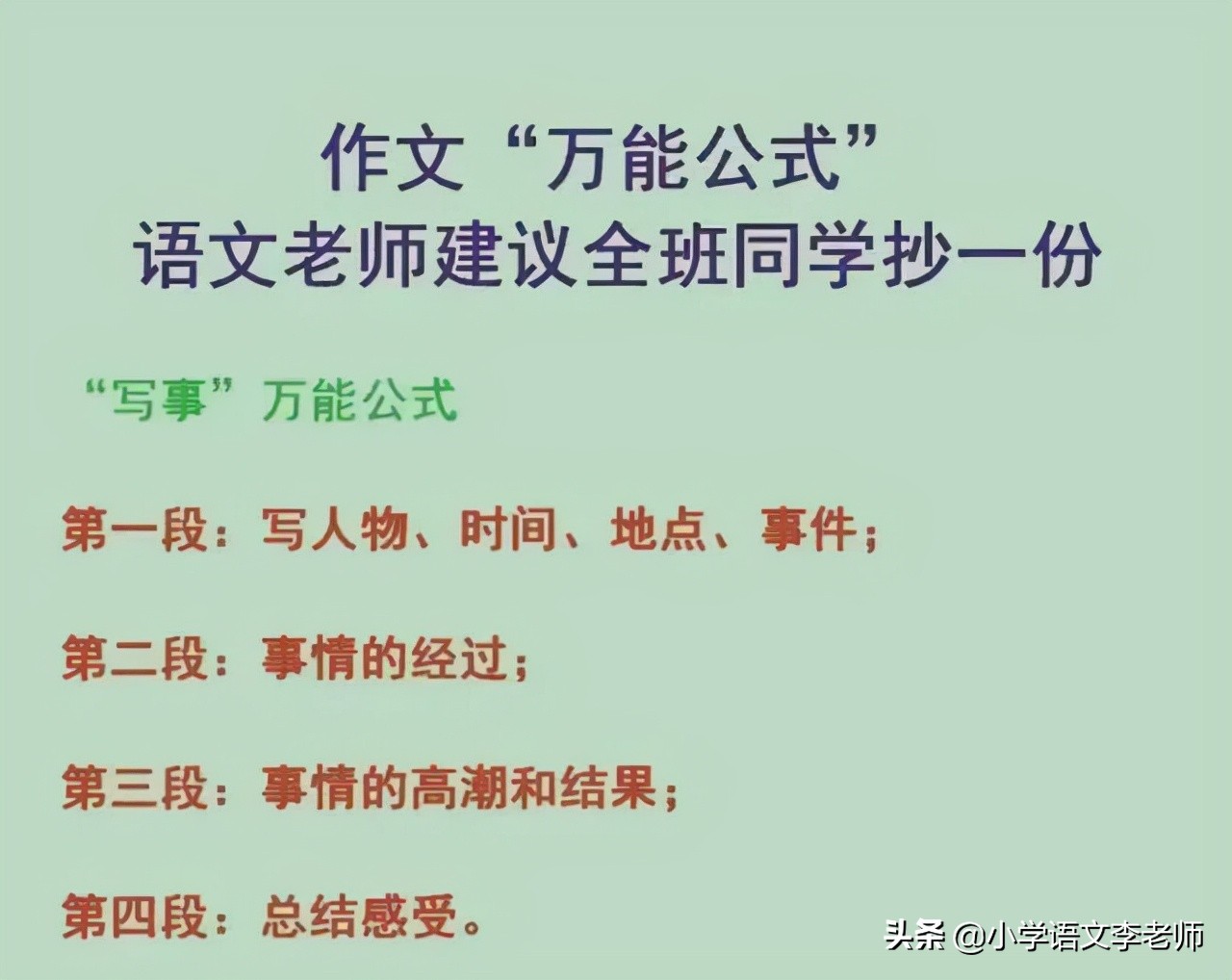 小学语文老师用心整理，将写作框架编成万能公式，果断收藏