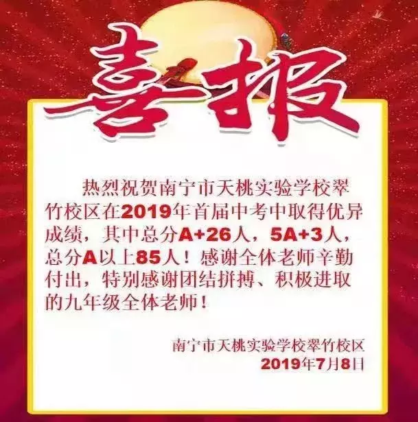 2019年南宁中考98人全A+,各初中名校发布喜报,你觉得哪家强?