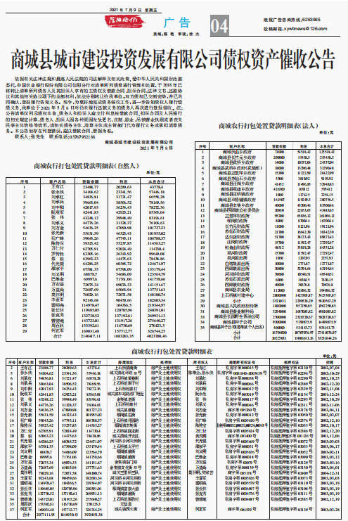 信阳商城县10乡镇政府被企业登报催债引热议，网友担心企业违法，律师称企业做法合法