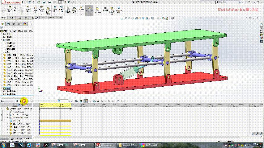 用SolidWorks制作一个简单的：活塞式平行四边形升降机构