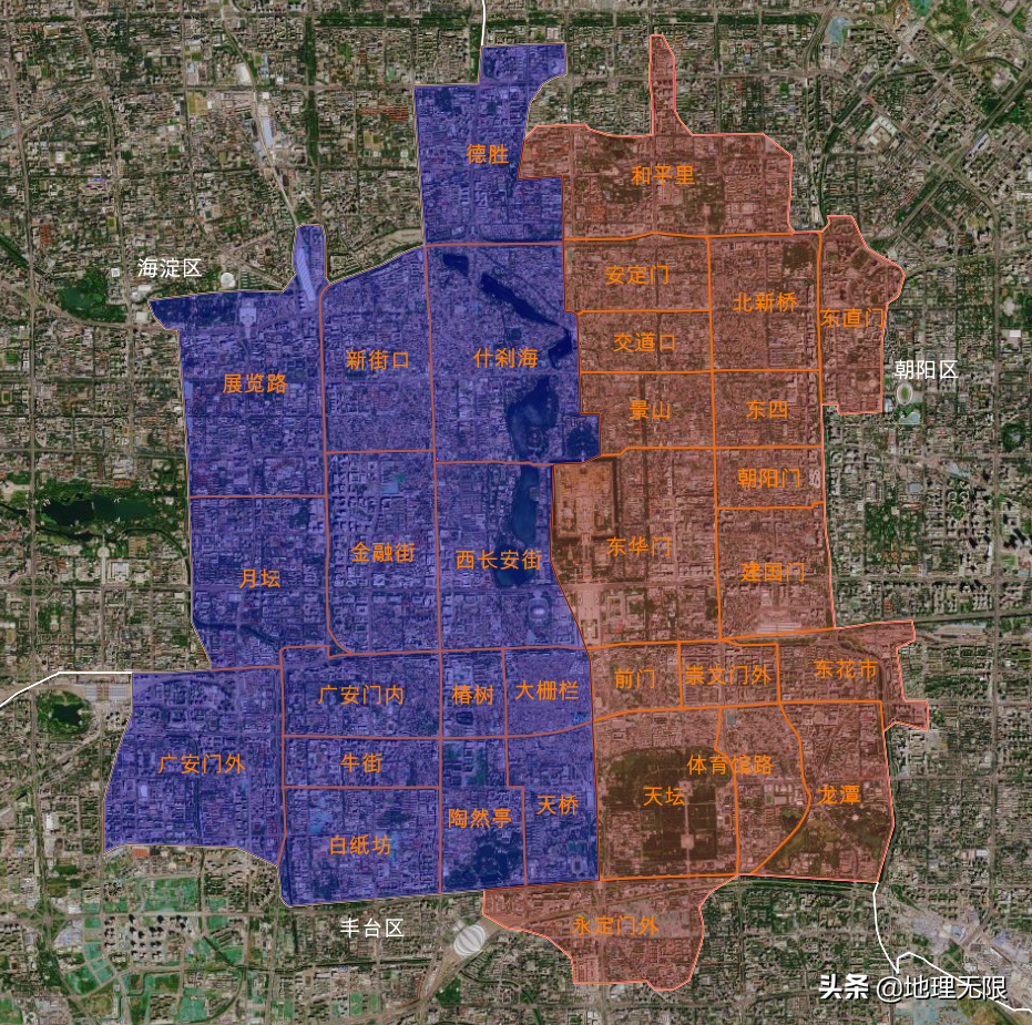 北京市行政區劃地圖(首都功能核心區街道地圖)