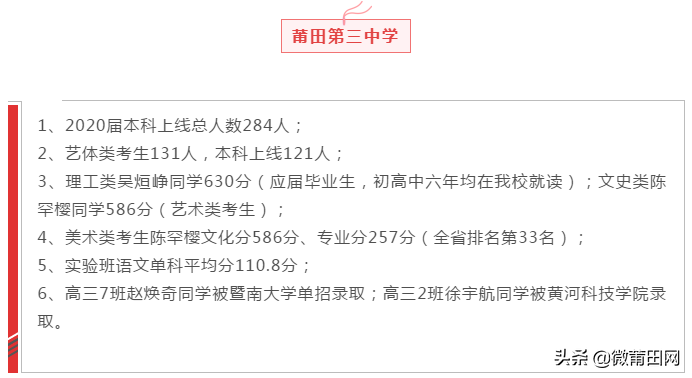 莆田各中学高考喜报公布，福建高考高分考生分布情况出炉