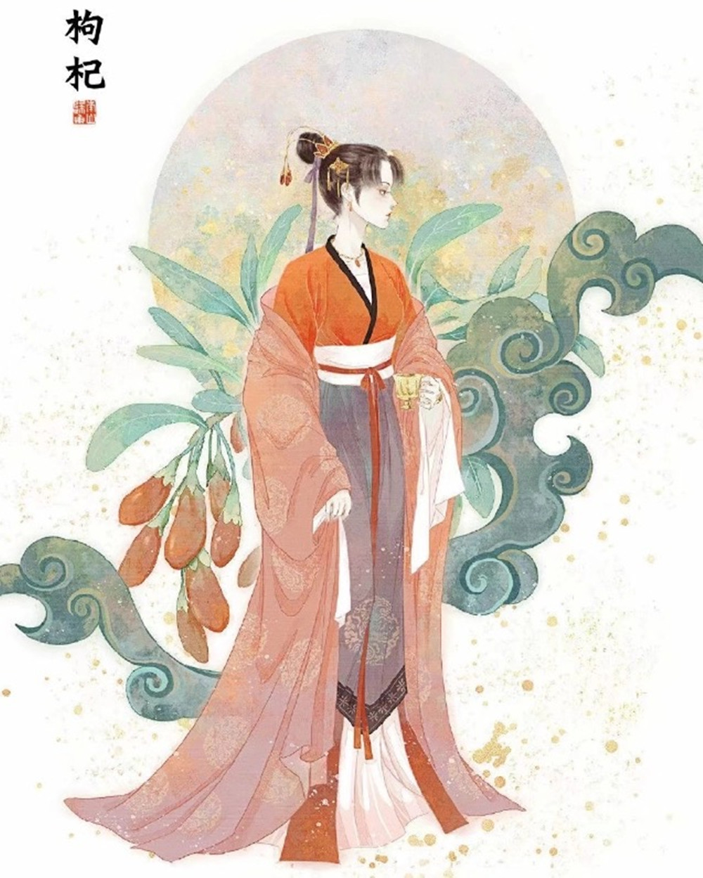 当中草药拟人化，三七变英俊的古风公子，枸杞是美艳的汉服美人