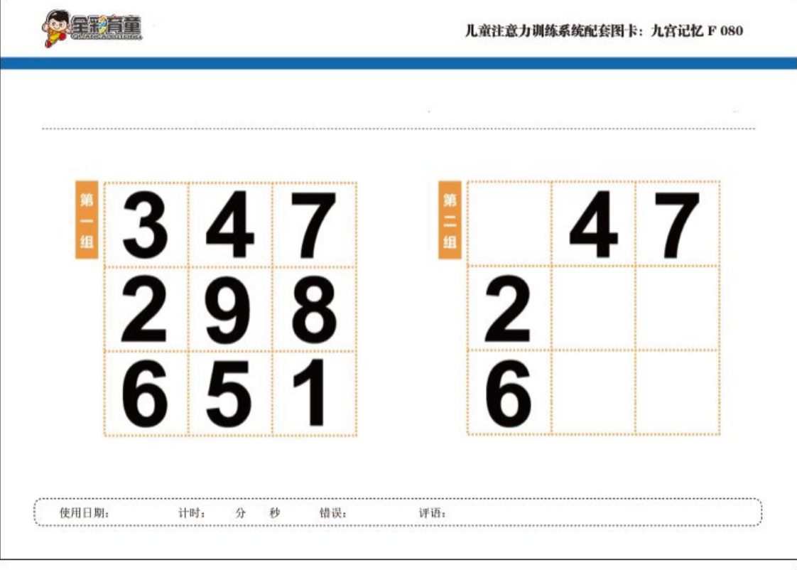 在括號中根據座標寫上相對應的圖標舒爾特方格訓練:就是把數字1-9的