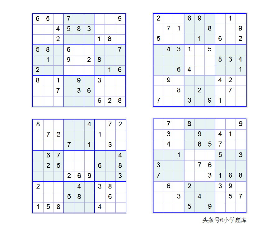 入门班数独7，九宫数独练习和方法（100道）