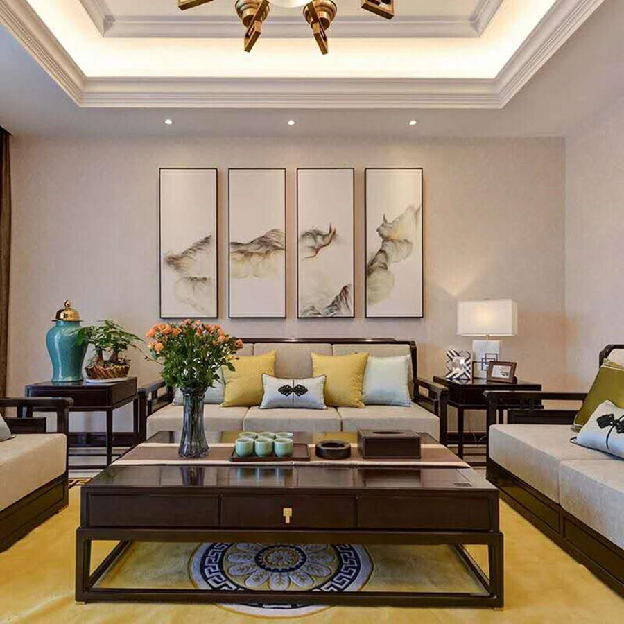 15款新中式沙发背景墙，雅致清新又不失个性，谁看谁喜爱