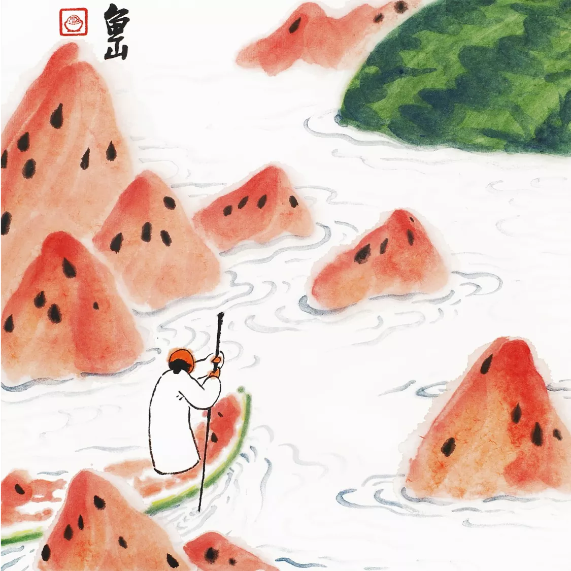 画家鱼山从五六年前开始 ,每年夏天他都画荔枝,樱桃,草莓之类的水果