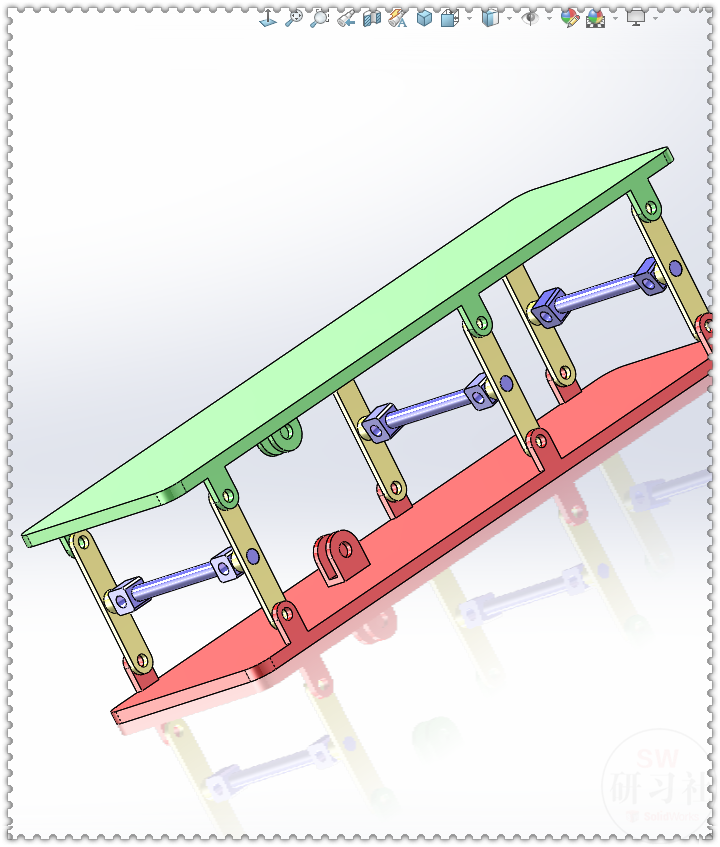 用SolidWorks制作一个简单的：活塞式平行四边形升降机构
