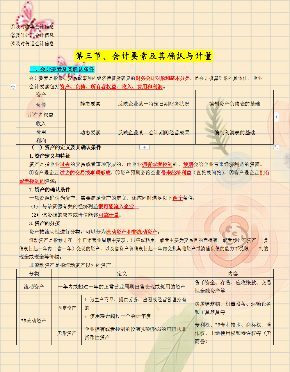 2021初级会计备考三色笔记，红蓝重点标注，考试重点一览无遗