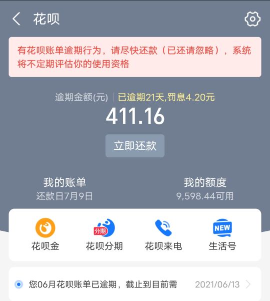 花呗欠款图片2022图片