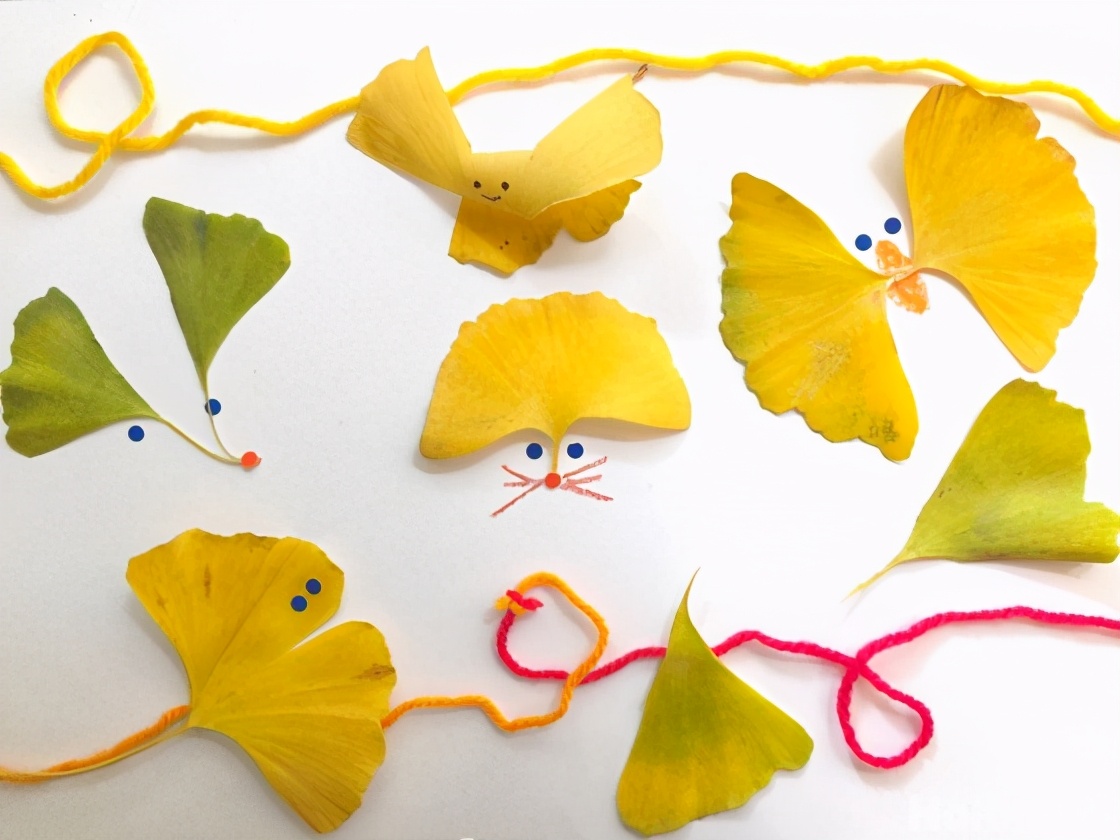 树叶手工制作图片大全(带孩子捡银杏叶做手工) - 赤虎壹号