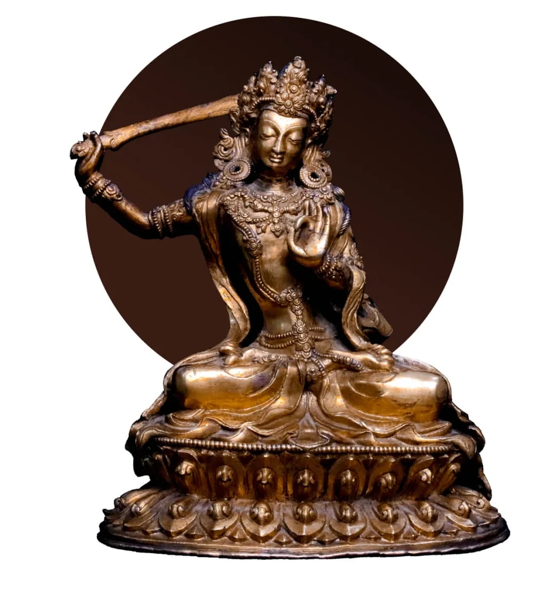 藏宝天下「藏宝阁」臻品丨清早期铜鎏金文殊菩萨造像