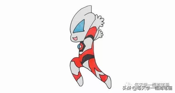 每天学一幅简笔画--奥特曼简笔画彩色画法步骤