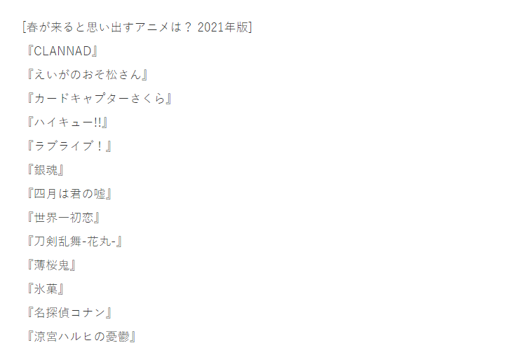 说到春天你会想到哪部动画？日媒投票与春天相关的作品