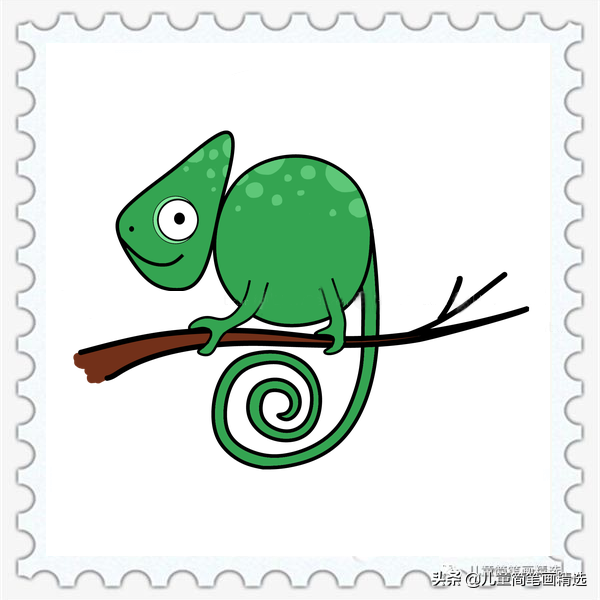 儿童简笔画精选-用数字 “9” 画变色龙（Chameleon）