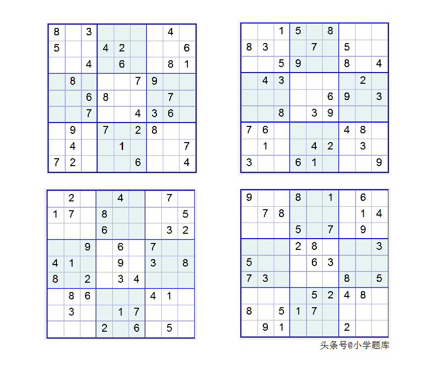入门班数独7，九宫数独练习和方法（100道）