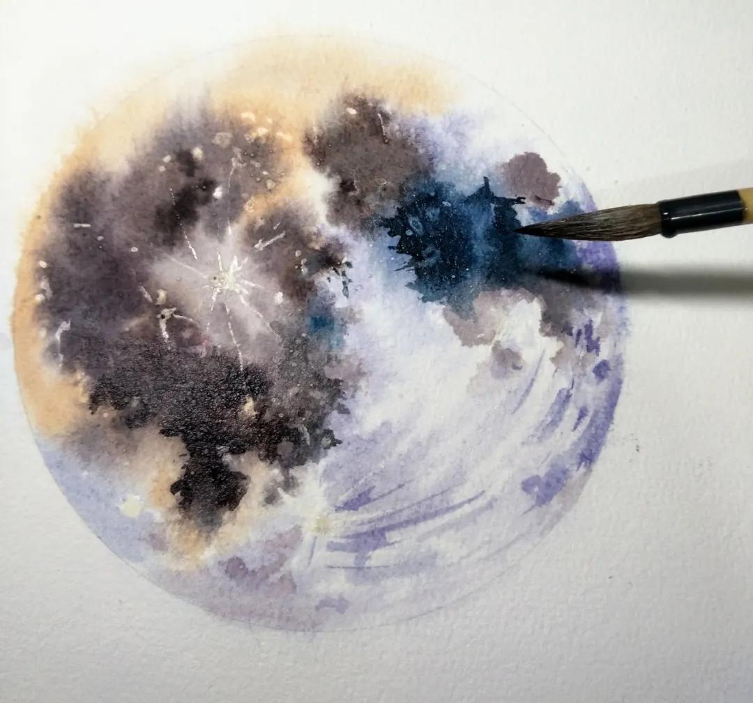 水彩教程——治愈系列水彩月球画法