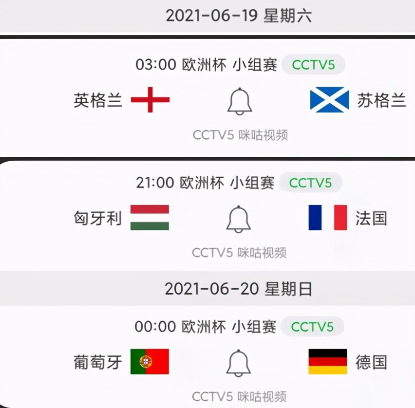 足球比分直播500完整(CCTV5直播！英格兰VS苏格兰 法国VS匈牙利 德国VS葡萄牙 比分预测)