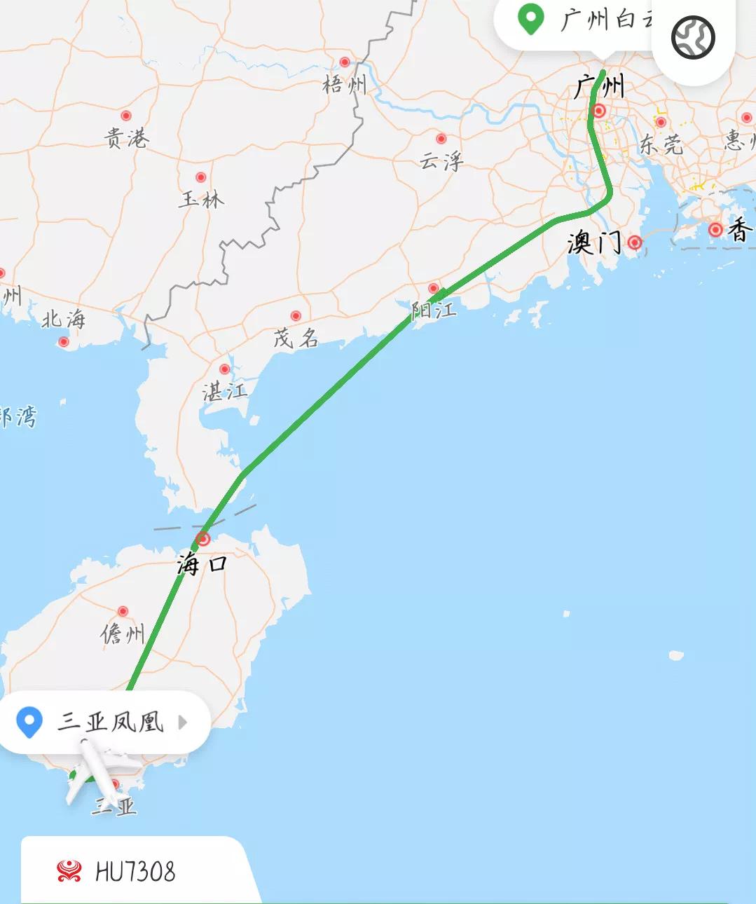 国内短途直飞航线之一广州直飞三亚