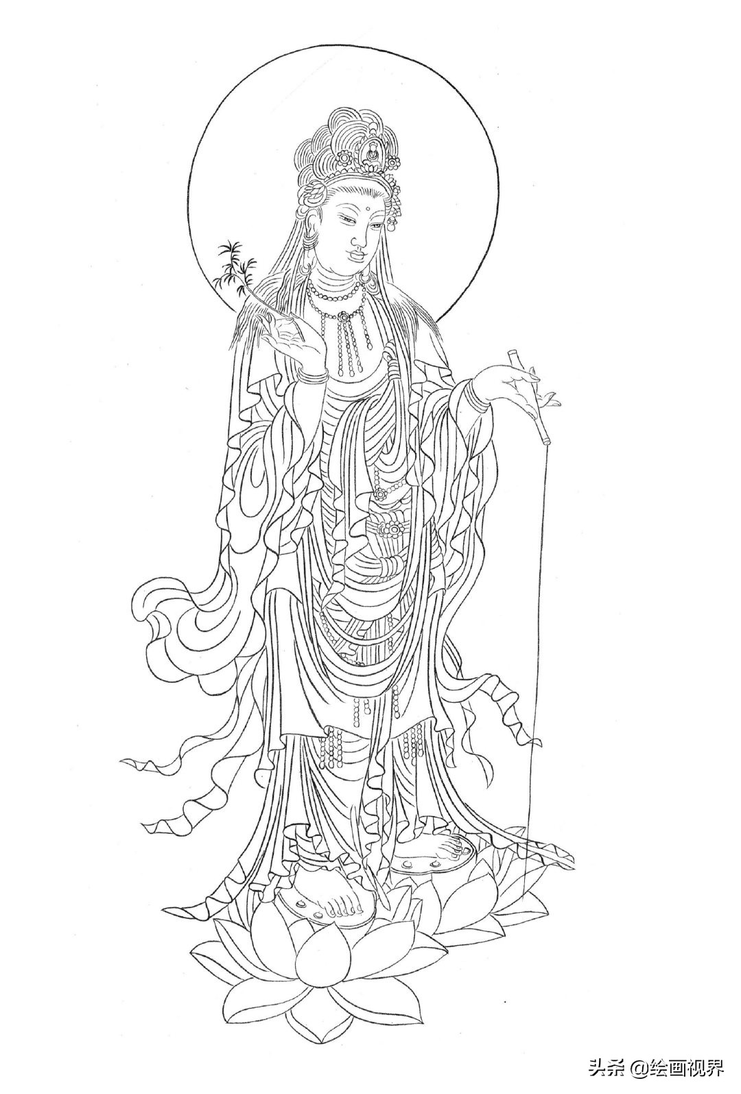 不会画白描线稿？其实画法很简单，老师都是这样画的，收藏学习